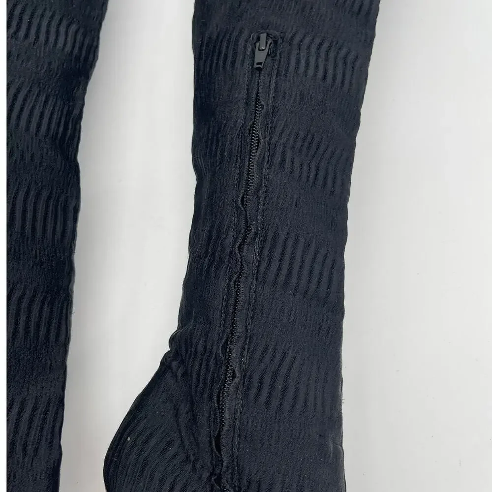 Gucci F/W 1999 Tom Ford Era Black Ruched Textured OTK Stiletto Boots IT 37.5